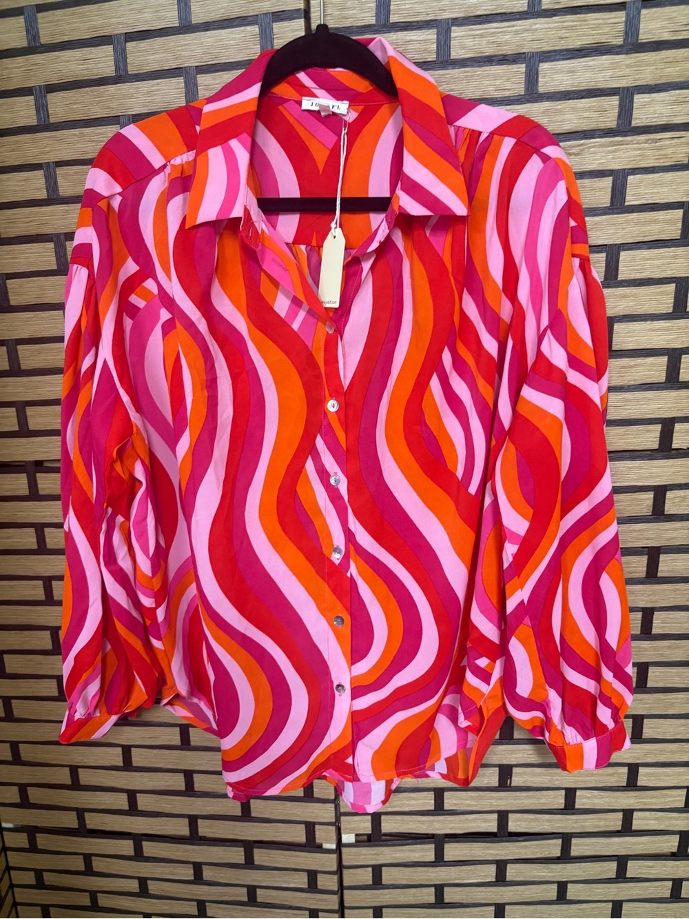 Jodifl pink and orange button down top size medium